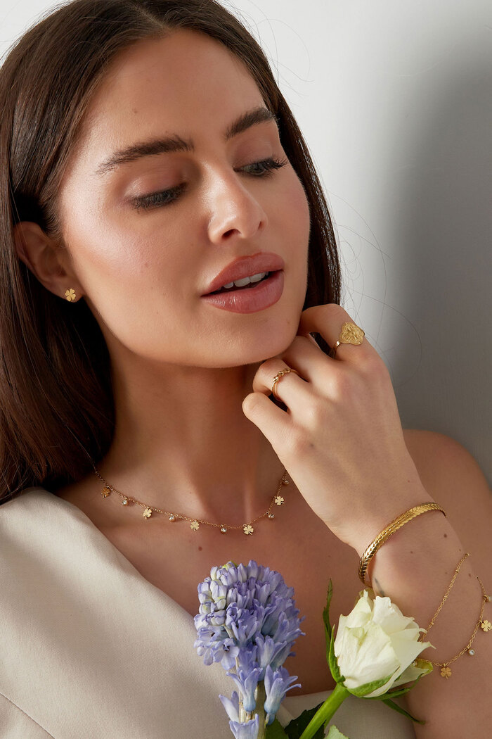 Charm-Halskette mit Kleeblatt und Diamanten – Gold  Bild4